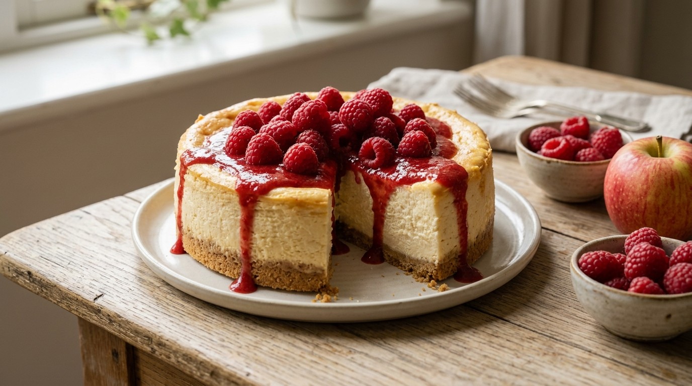 Cheesecake met Frambozen en Aardbeiencoulise recept Cheesecake met Frambozen en Aardbeiencoulise recept