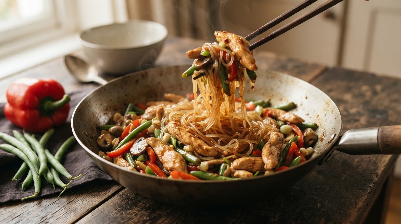 Chinese kip met Groenten en mie