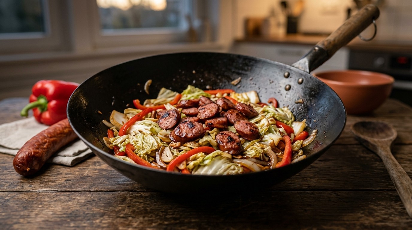 Chinese Kool met Rookworst