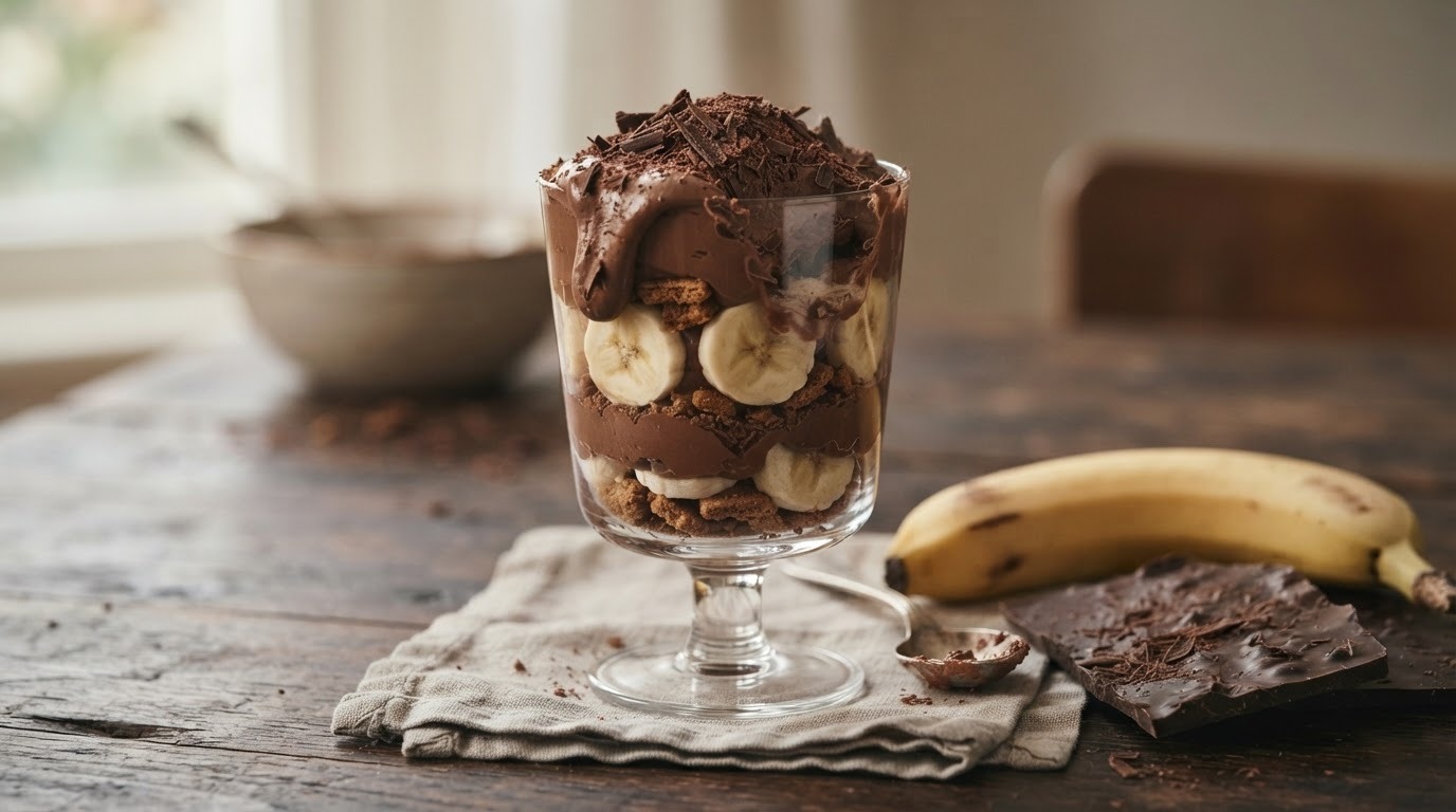 Chocolade-bananen- Dessert