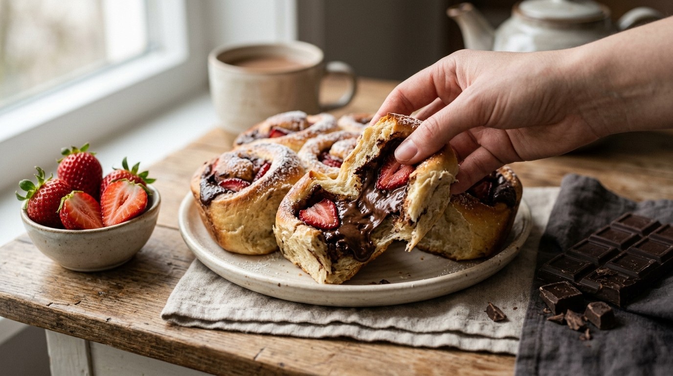 Chocoladebroodjes met Aardbei