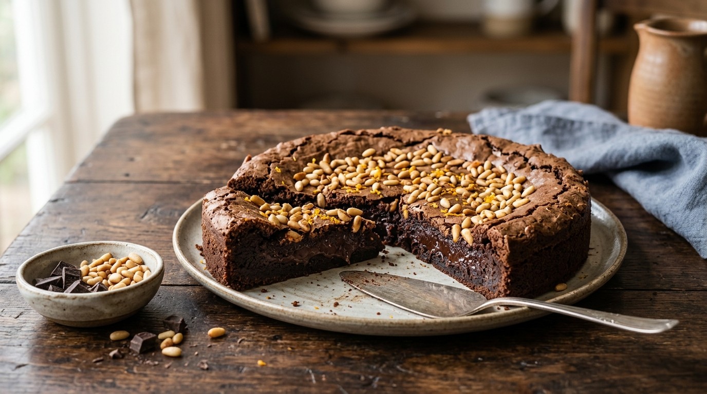 Chocoladetaart met Pijnboompitten