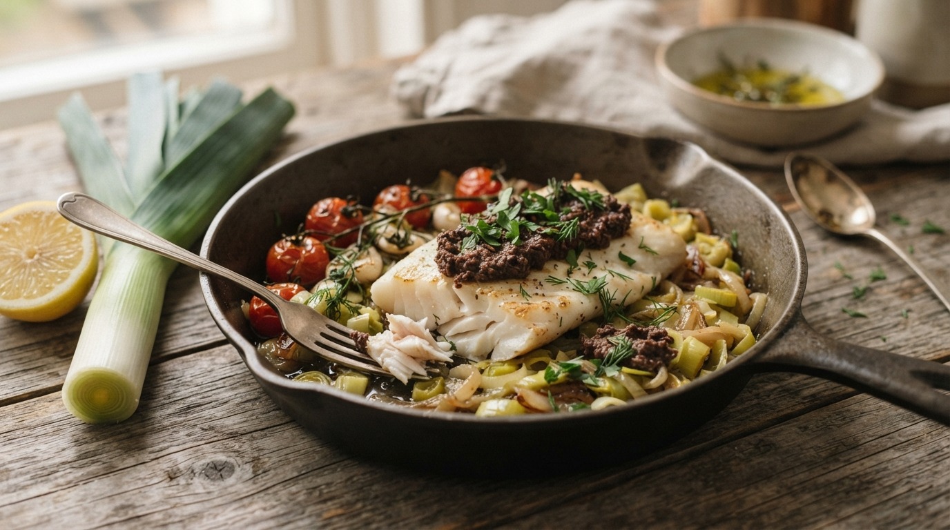 Claressefilet met Prei en Tapenade