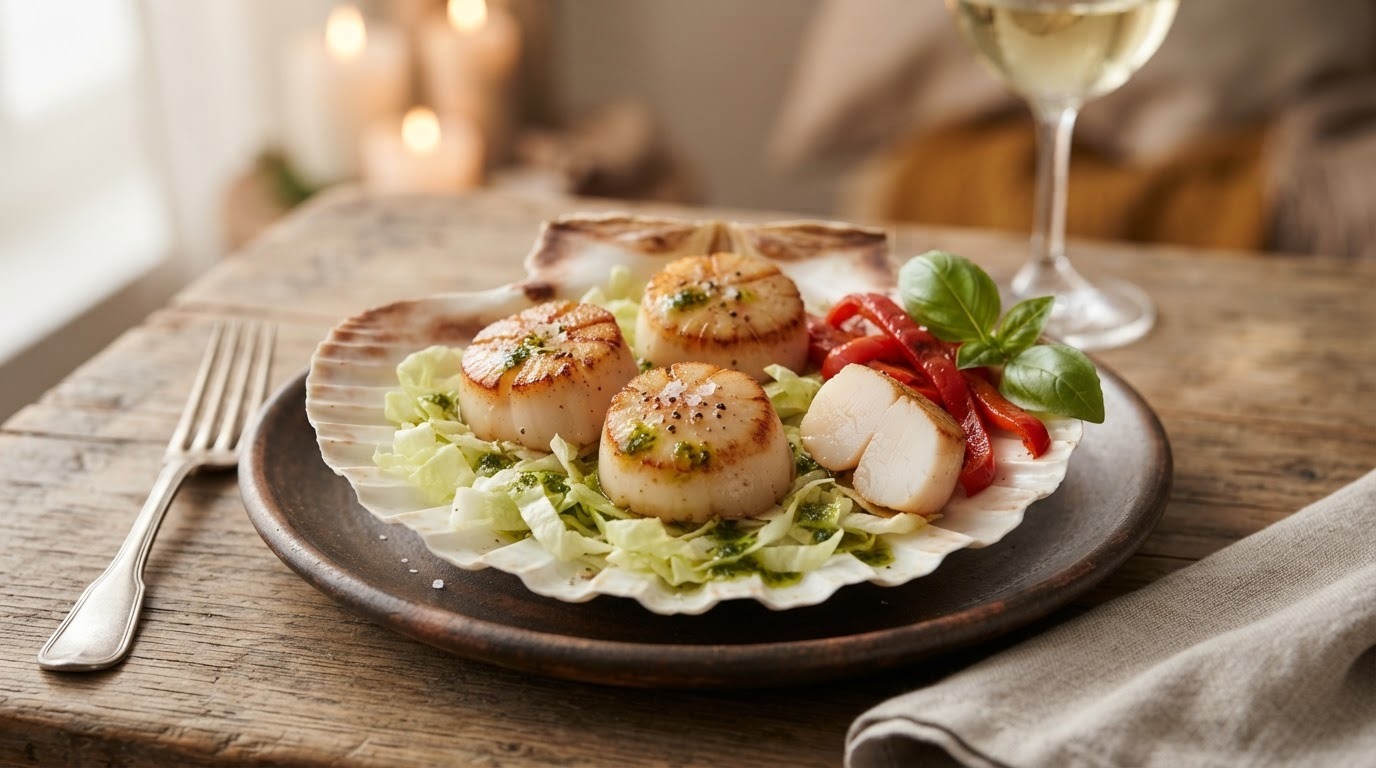 Coquille St. Jacques met Ijsbergsla