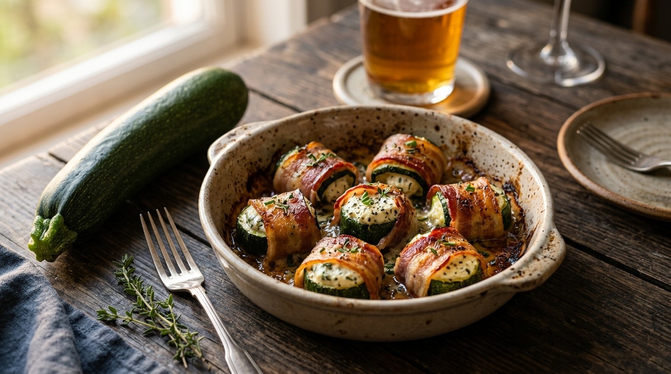 Courgette met Roomkaas en Spek
