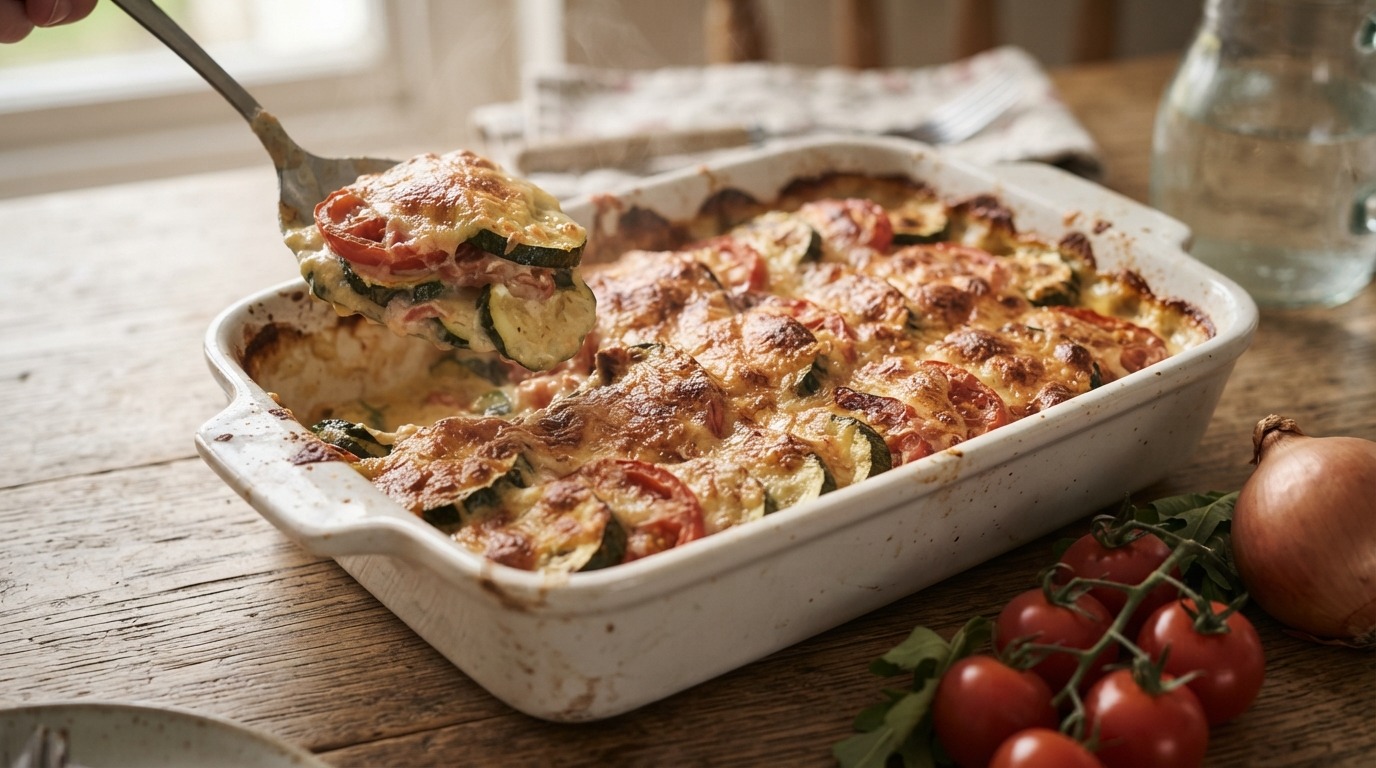 Courgette Ovenschotel met Geraspte Kaas
