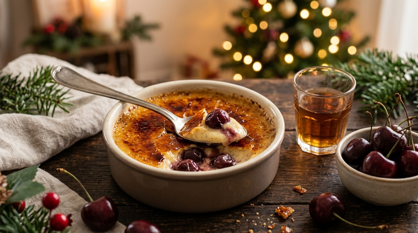 Crème Brûlée met Kersen en rum