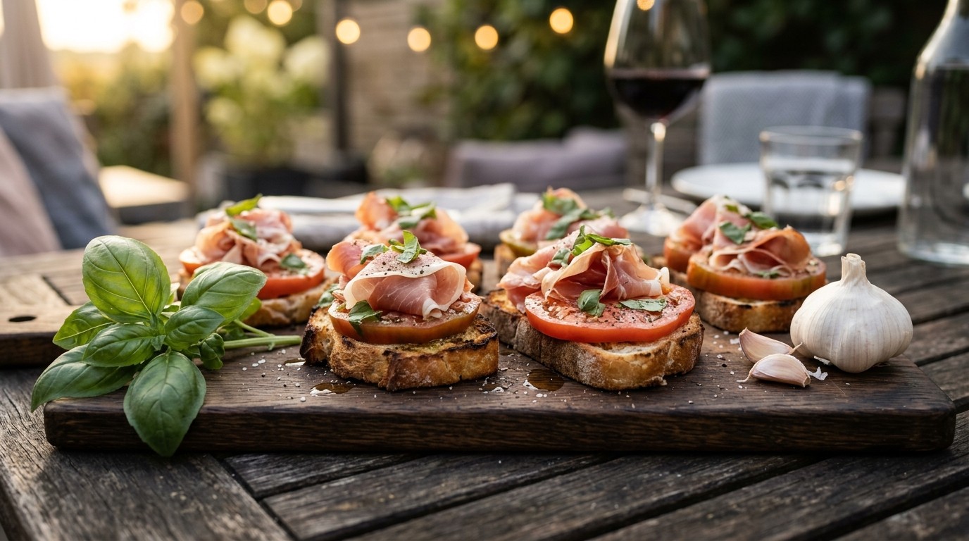 Crostini met Parmaham en Tomaat