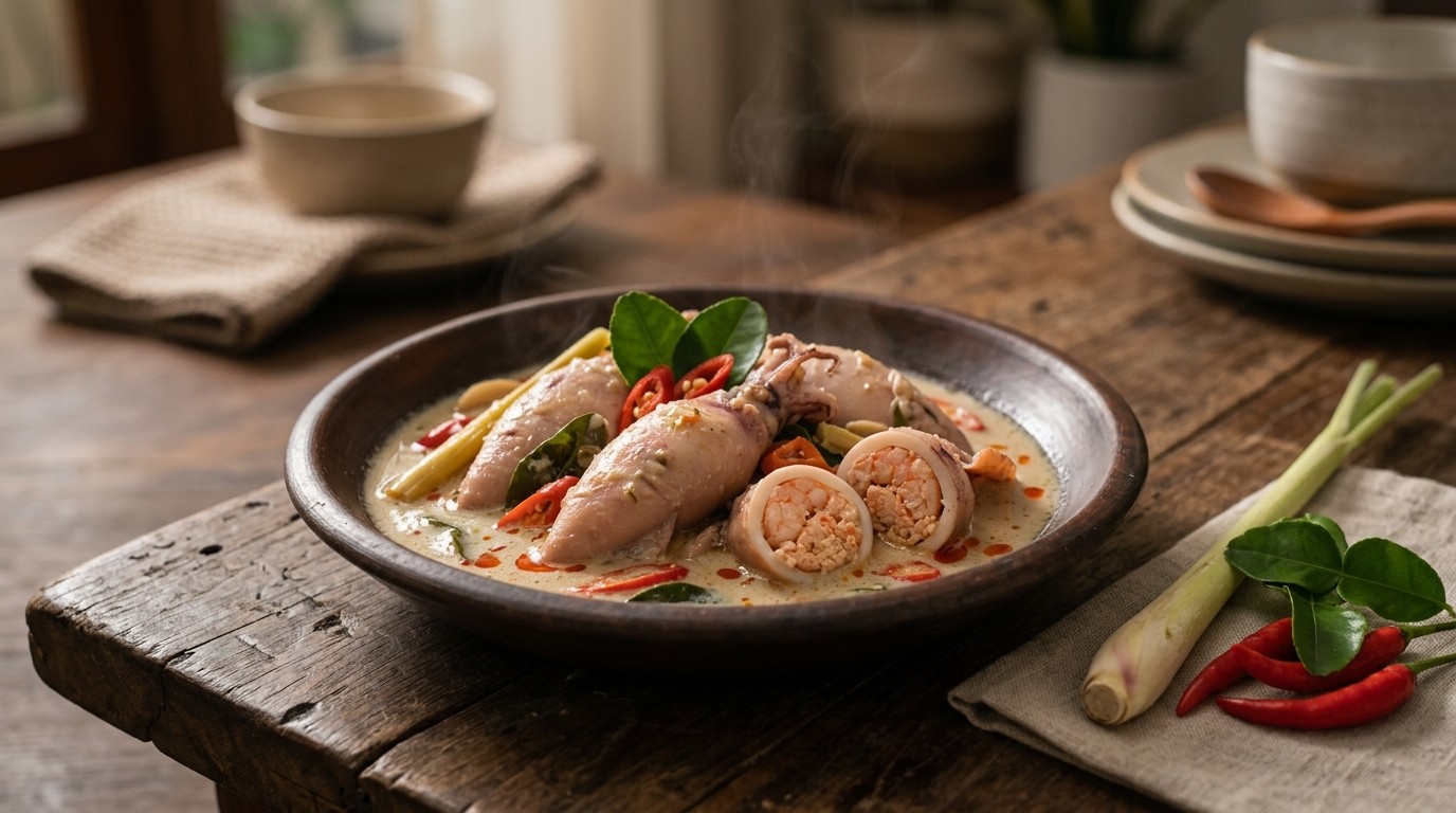 Cumi Berisi Dengan Udang (gevulde Inktvis)