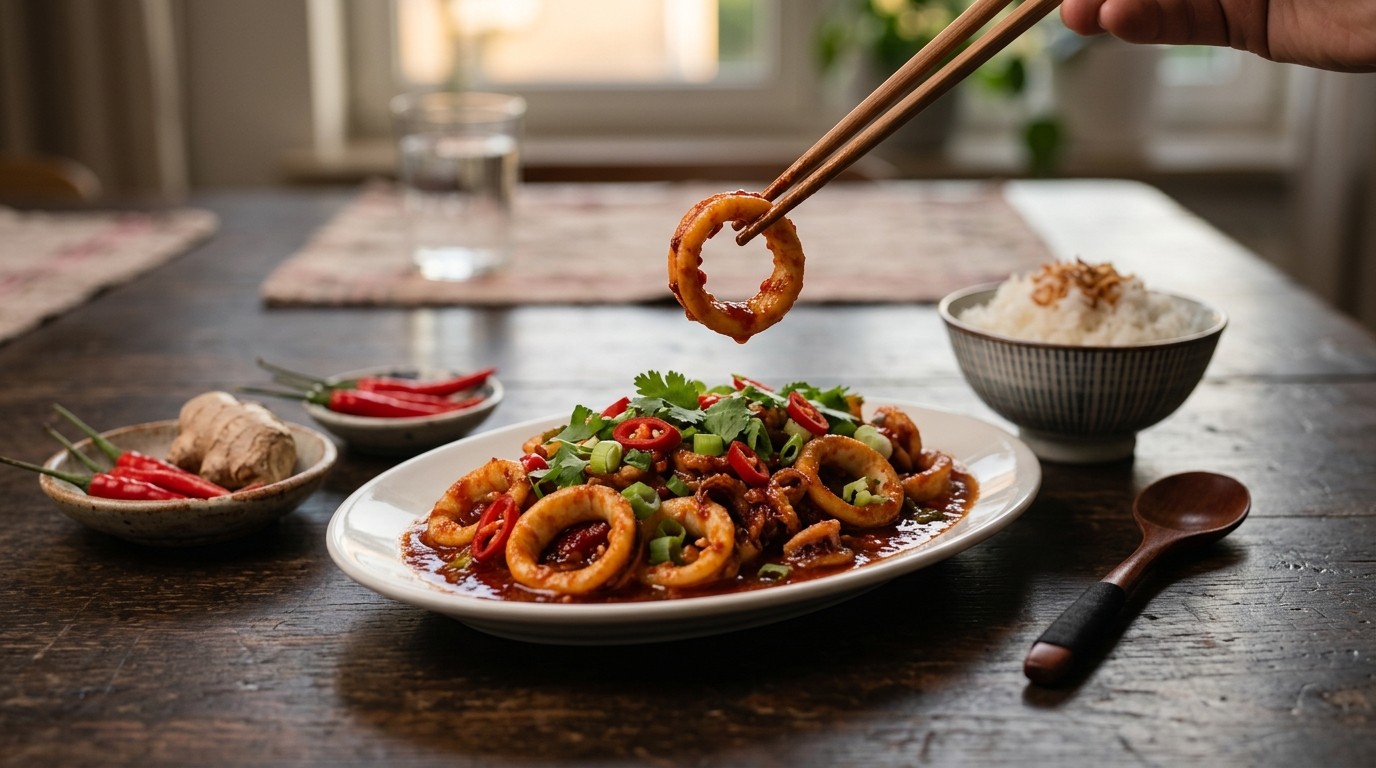 Cumi Cabe Serpih (gebakken Inktvis in Saus)