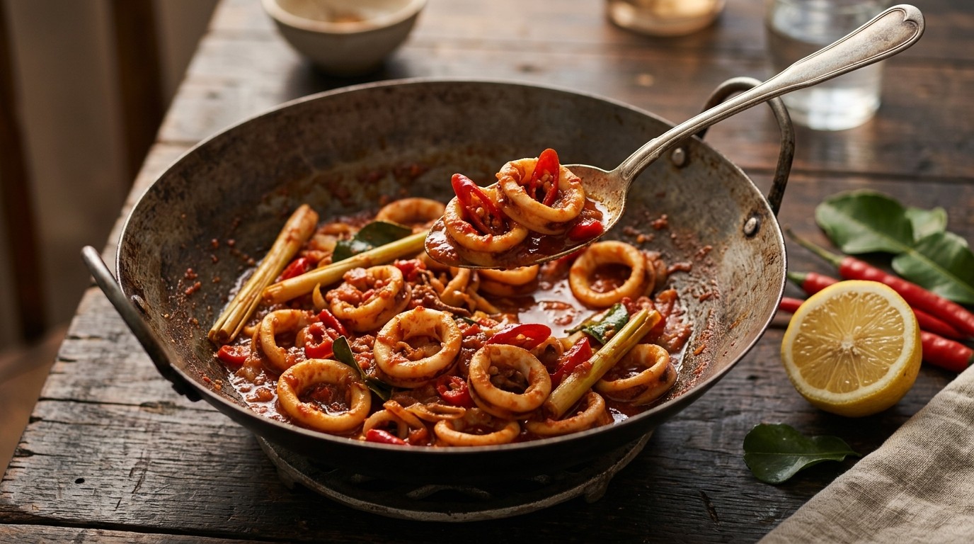 Cumi Cumi Padang (inktvis in een Pittige Zoet/zure Saus)