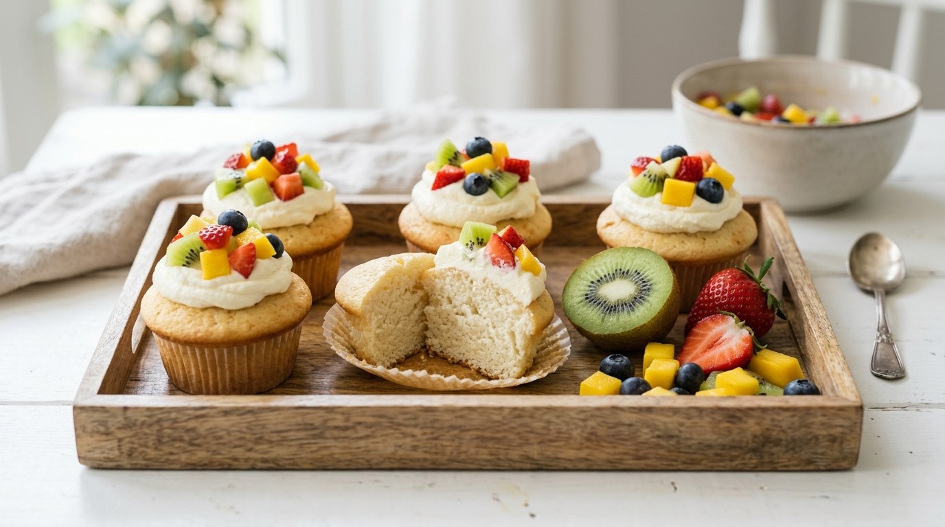 Cupcake met Yoghurt en Verse Fruitsalade recept Cupcake met Yoghurt en Verse Fruitsalade recept