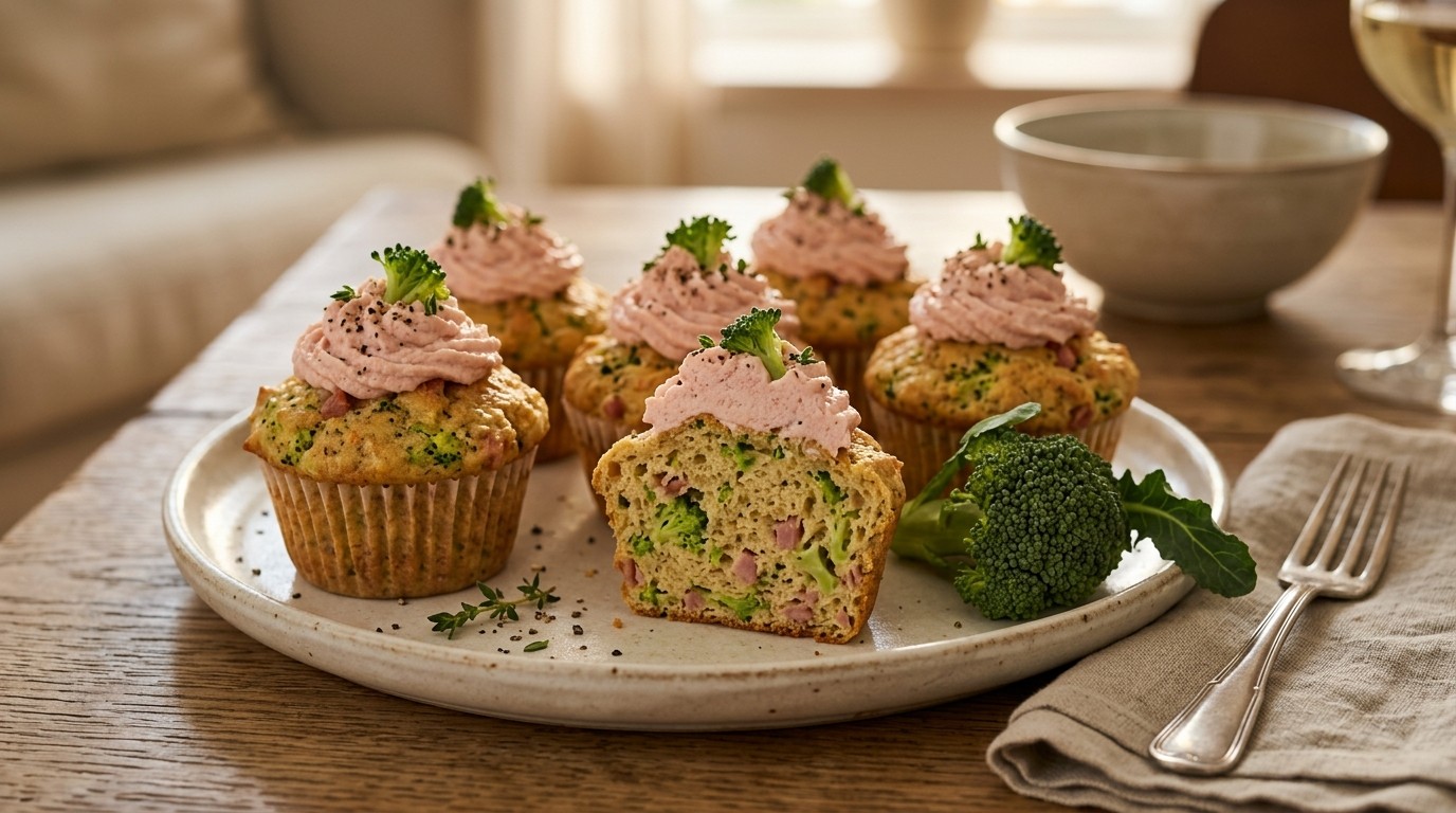 Cupcakes met Broccoli en Hammousse