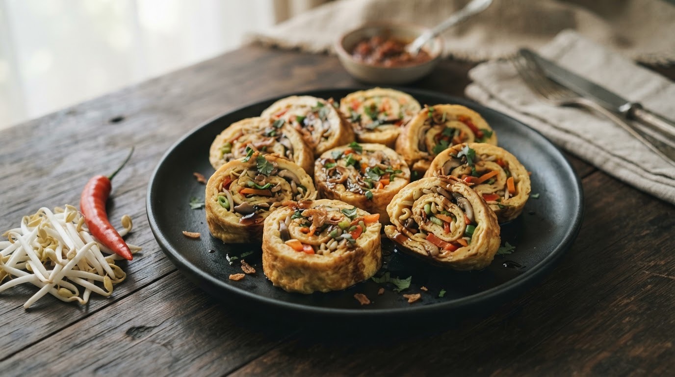 Dadar Tjampoer (gevulde Omelet)