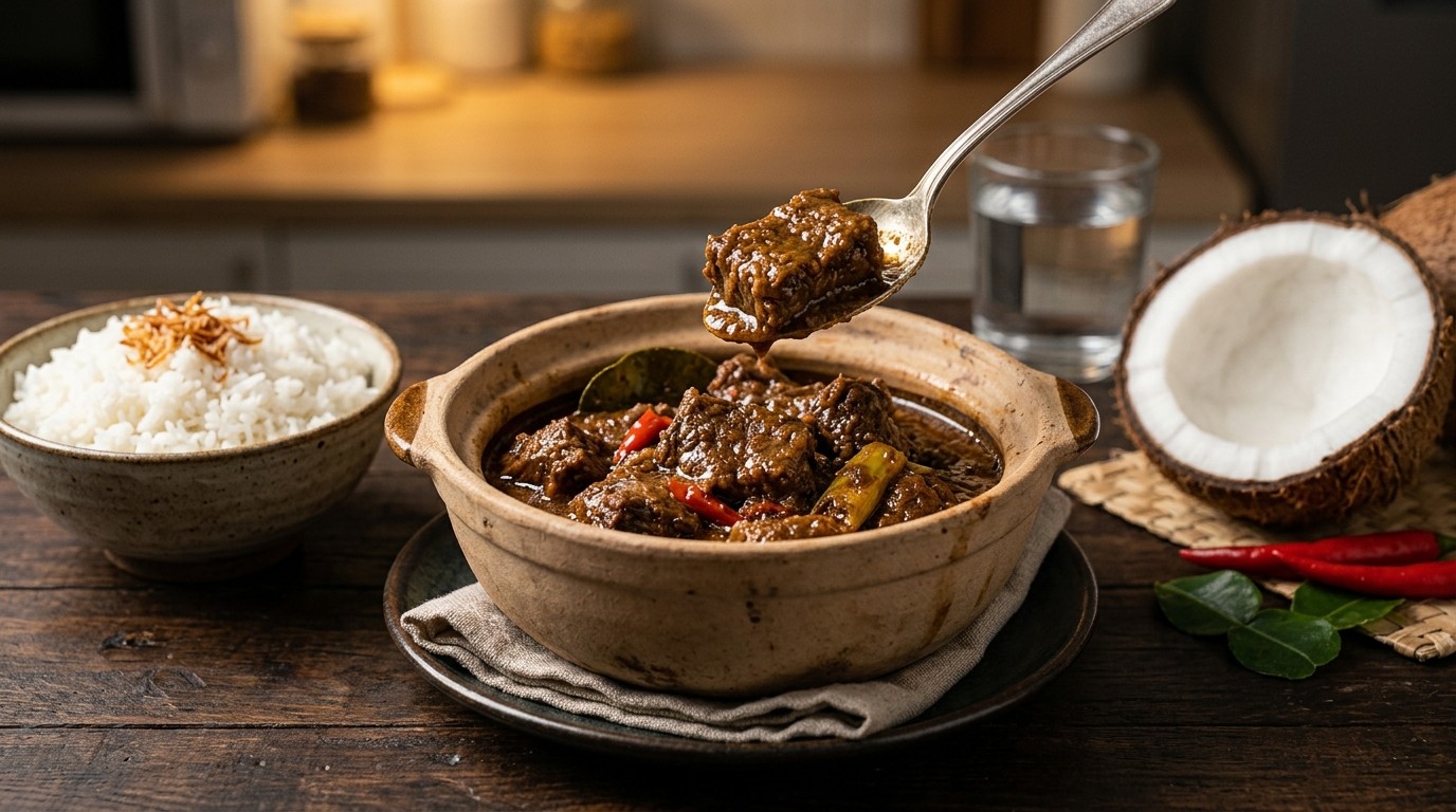 Daging Belaser (runderstoof in Gekruide Kokosmelk)