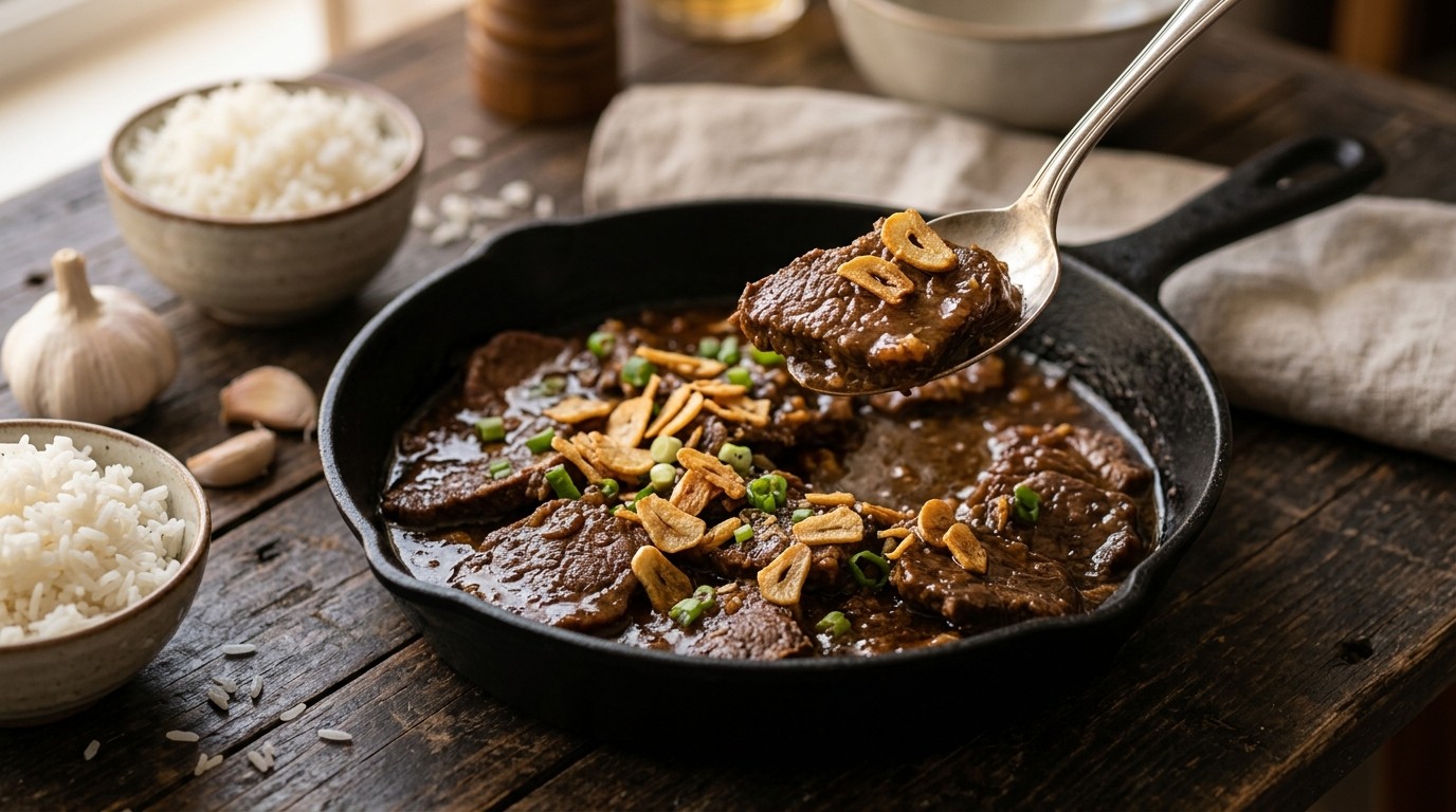 Daging Madura (gestoofde Runderlappen in Knoflook)