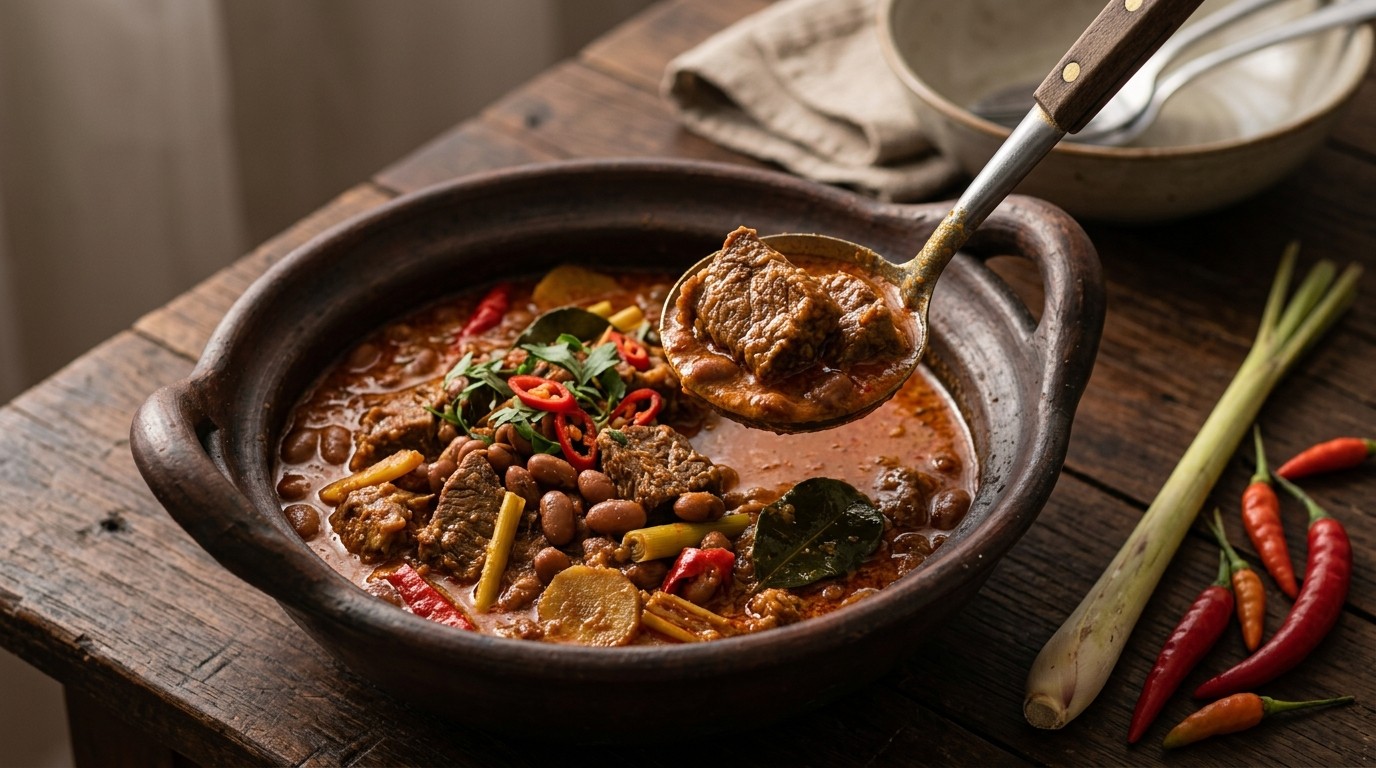 Daging Sapi Kelapa Dengan Kacang (Rundvlees in Kokossaus met Bonen)