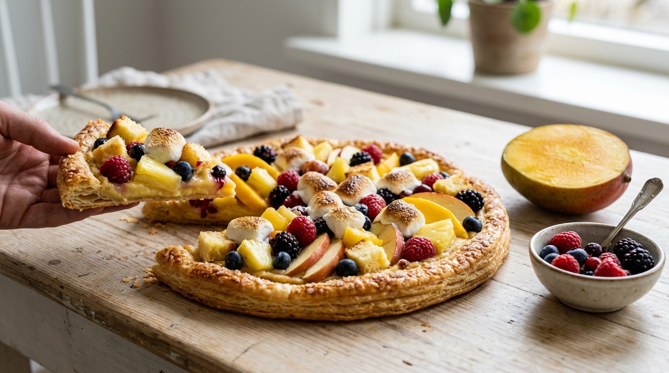 Dessert Pizza op Bladerdeeg Bodem