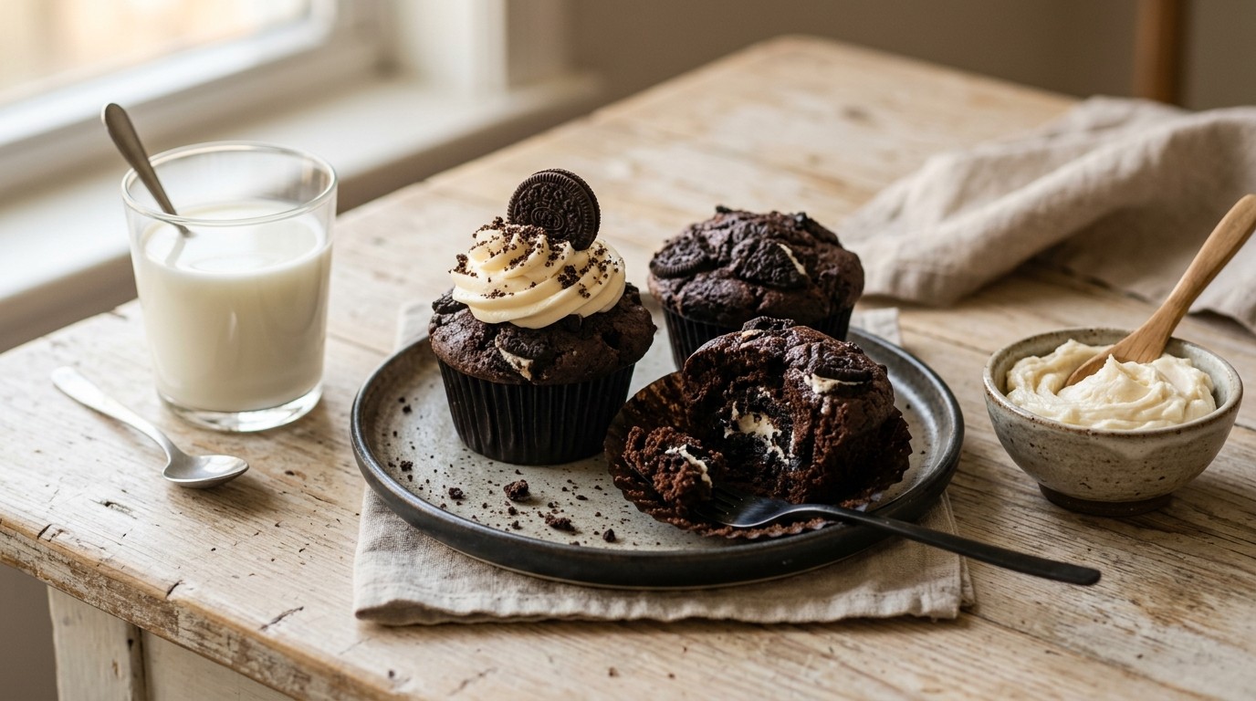 Dubbele Koekjes met Vanillecrème Muffins