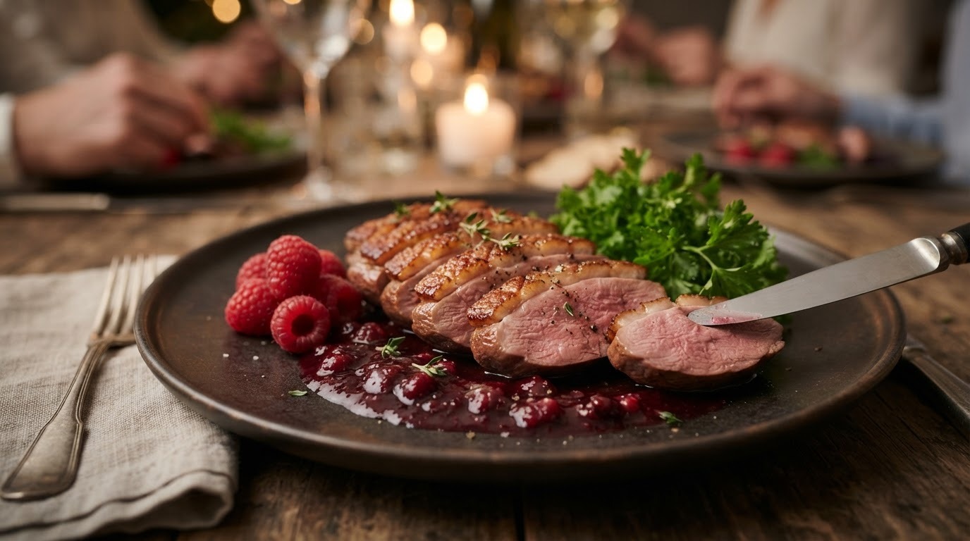 Eendenborst Filet met Frambozensaus