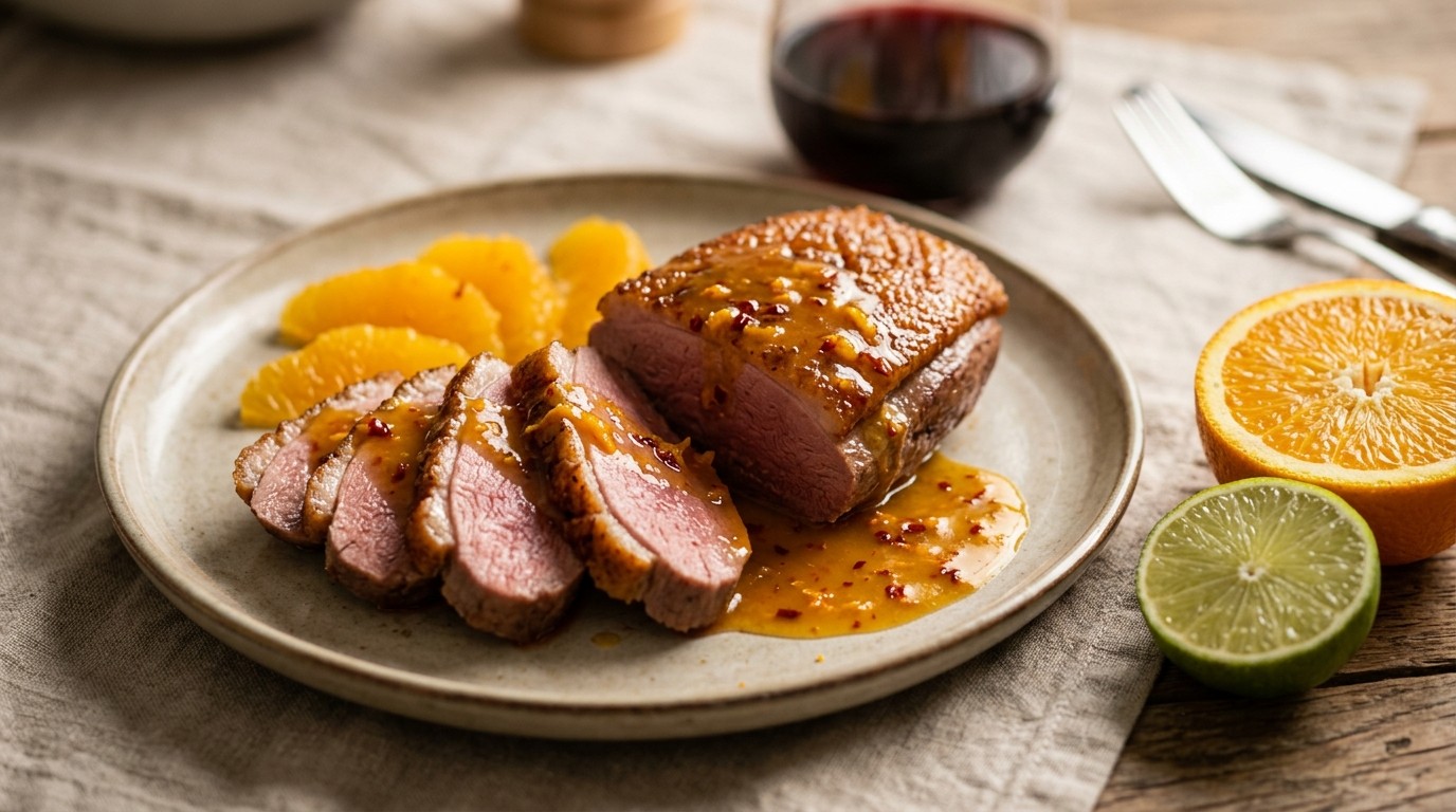 Eendenborst met Hete Sinaasappelsaus