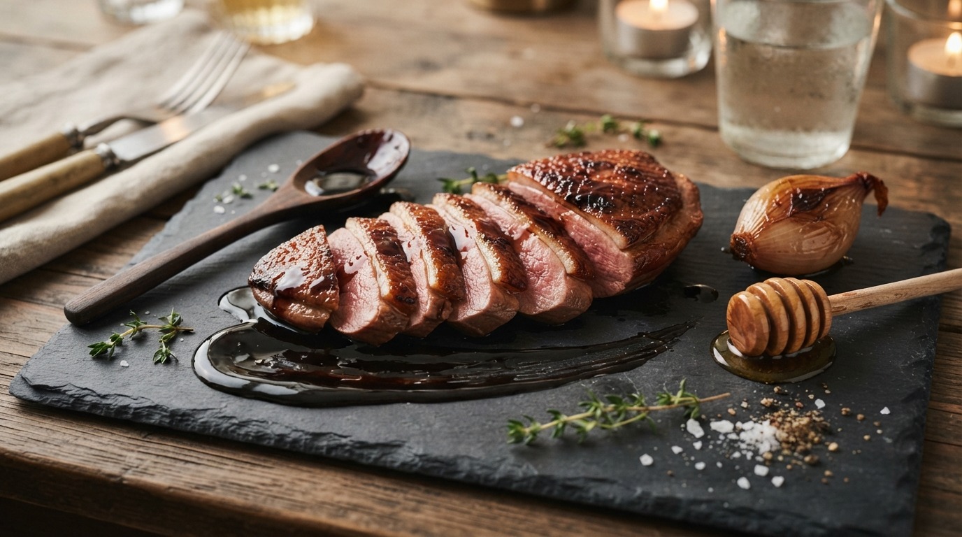 Eendenborstfilet met een Saus van Honing en Balsamico-azijn recept Eendenborstfilet met een Saus van Honing en Balsamico-azijn recept