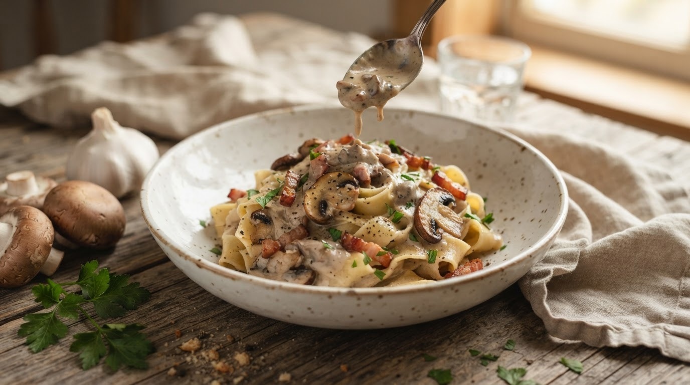 Eenvoudige Pasta Boscaiola