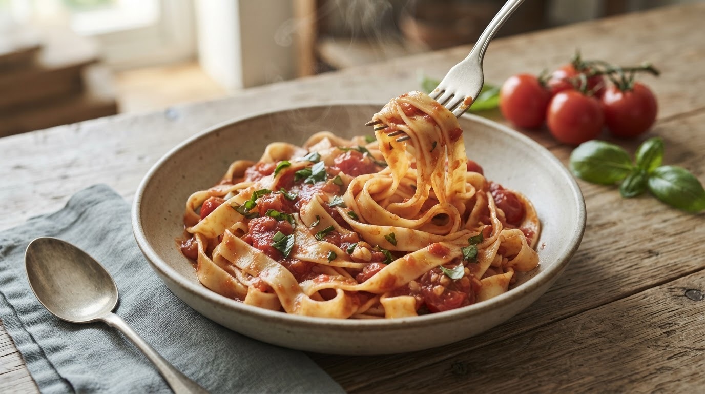 Eenvoudige Tagliatelle met Tomatensaus