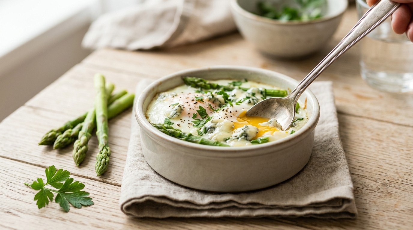 Ei met Franse Kaas en Asperges