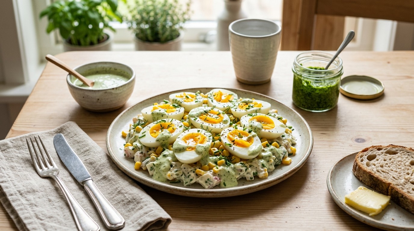 Eiersalade met Pesto-yoghurt