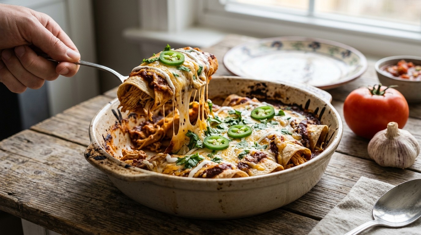 Enchiladas met kip en Kaas