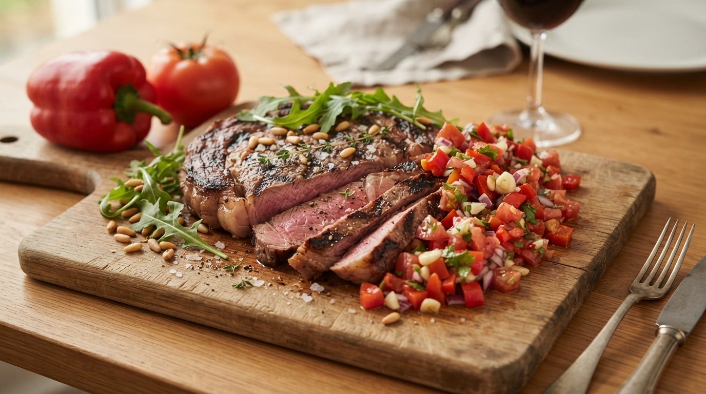 Entrecôte met Tomaten-paprikasalsa