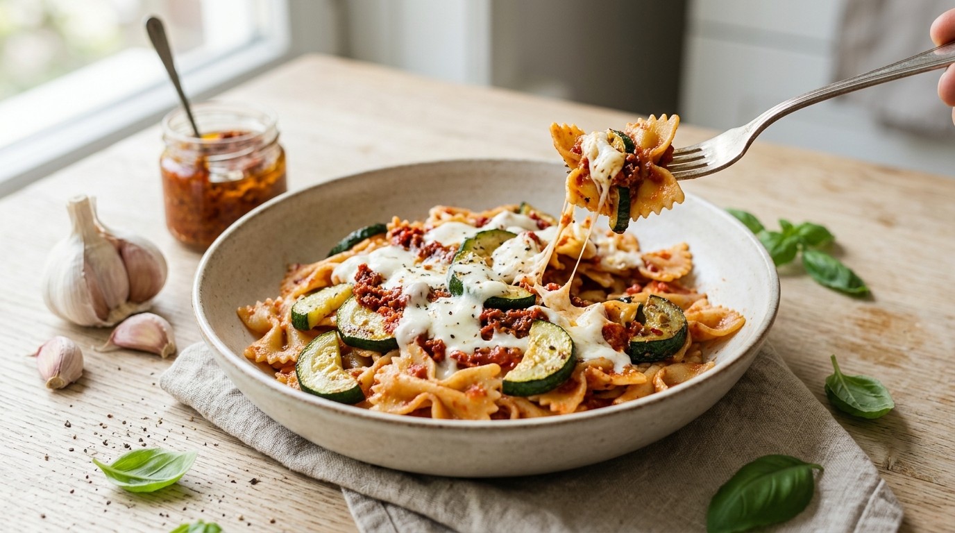 Farfalle met Courgette en Mozzarella