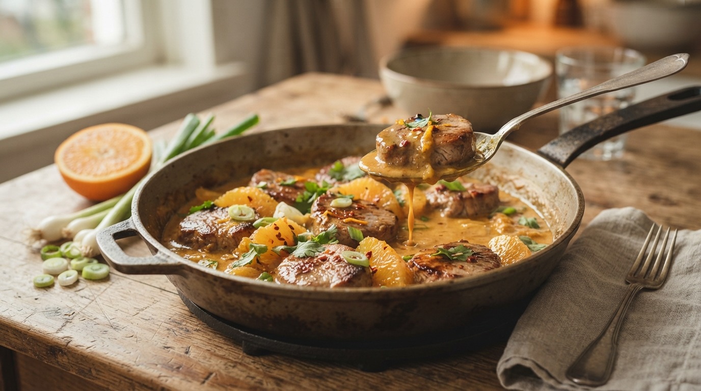Filetlapjes met Sinaasappel - Kerriesaus recept Filetlapjes met Sinaasappel - Kerriesaus recept