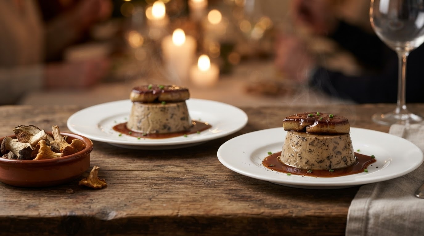 Flans met Paddenstoelen en Foie Gras