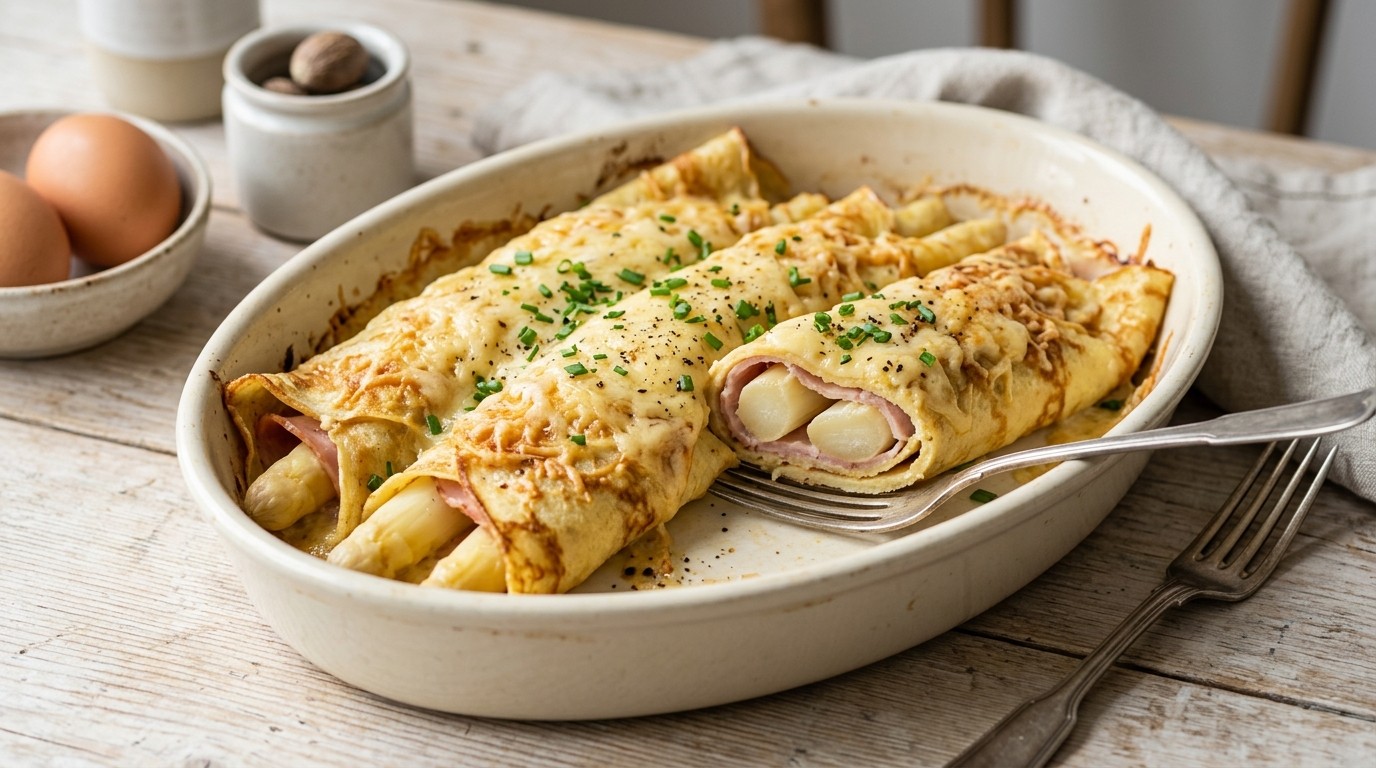 Flensjes met Asperges en ham