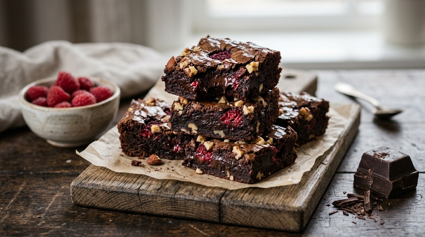 Frambozen-brownies met Noten