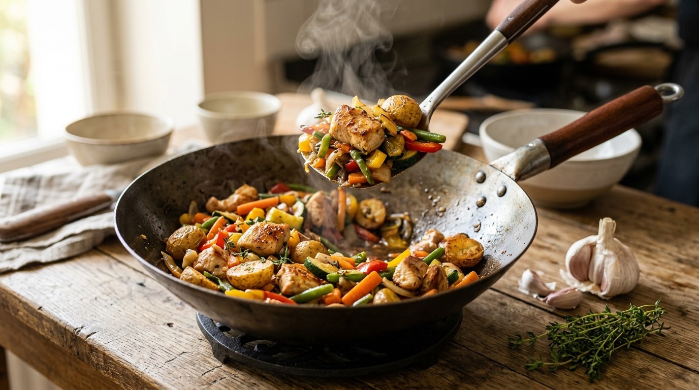 Franse Kip-groentenschotel uit de wok