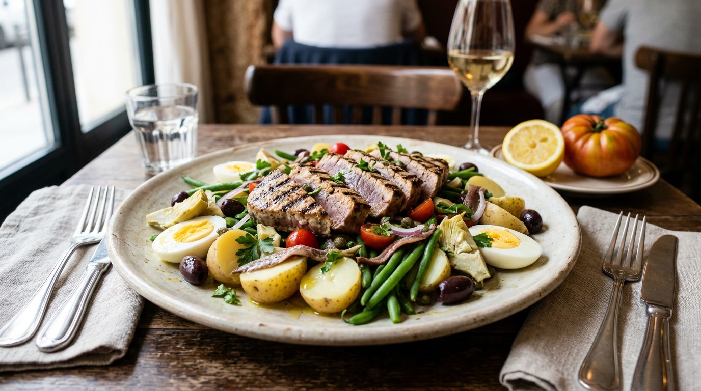 Franse Salade met Geroosterde Tonijn recept Franse Salade met Geroosterde Tonijn recept