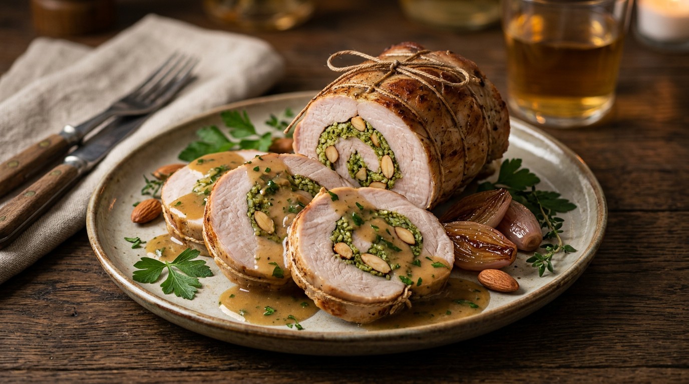 Fricandeau met een Vulling van Pestorijst recept Fricandeau met een Vulling van Pestorijst recept