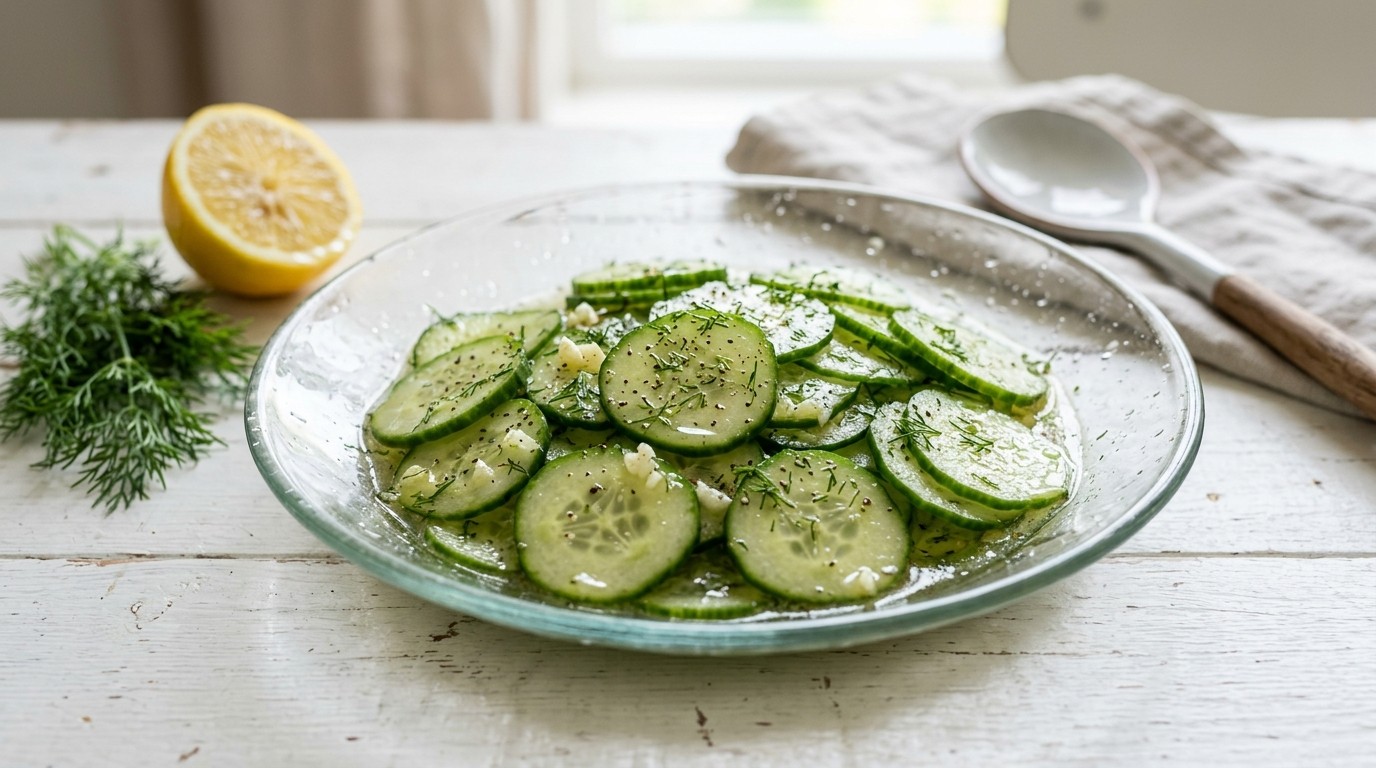 Frisse Komkommer/knoflook Salade