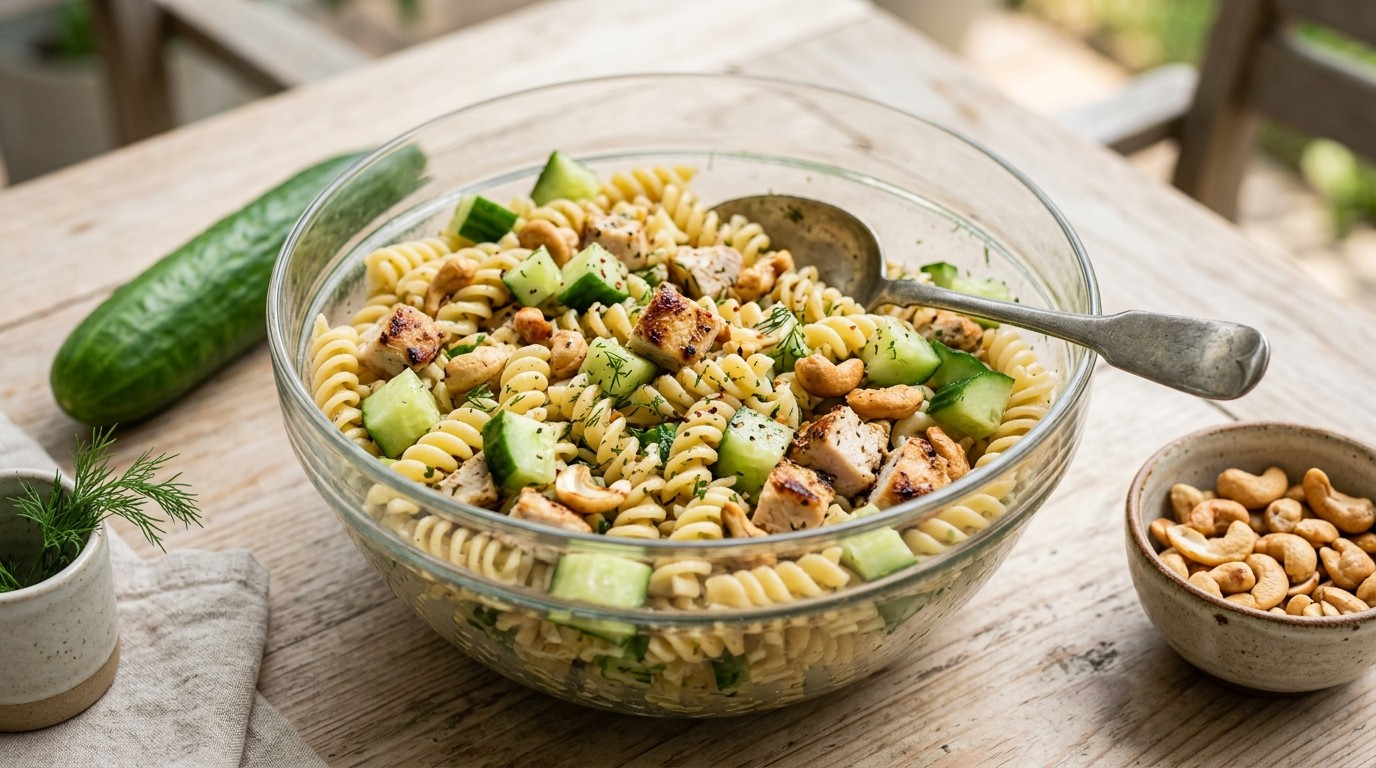 Frisse Komkommer Pasta Salade
