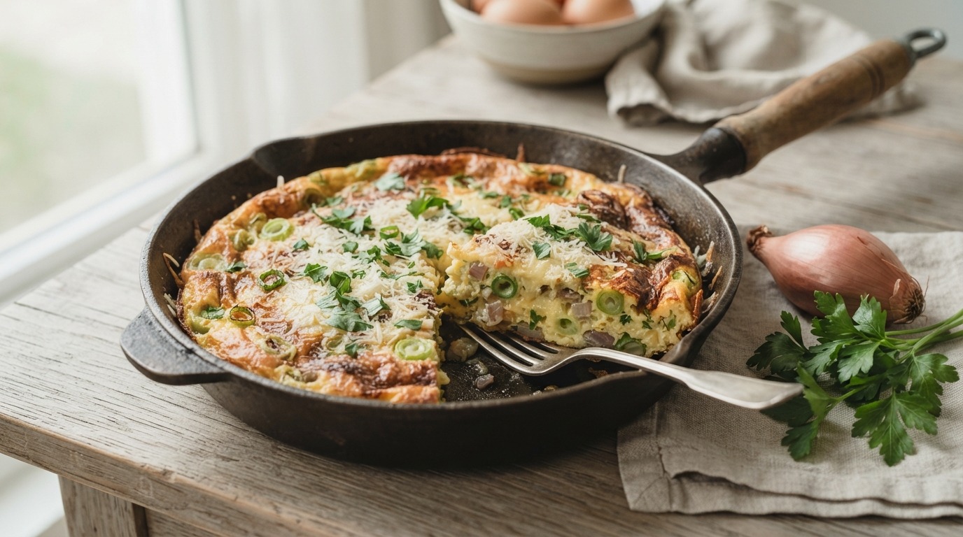 Fritata Omelet met Sjalotjes en Lente Uitjes