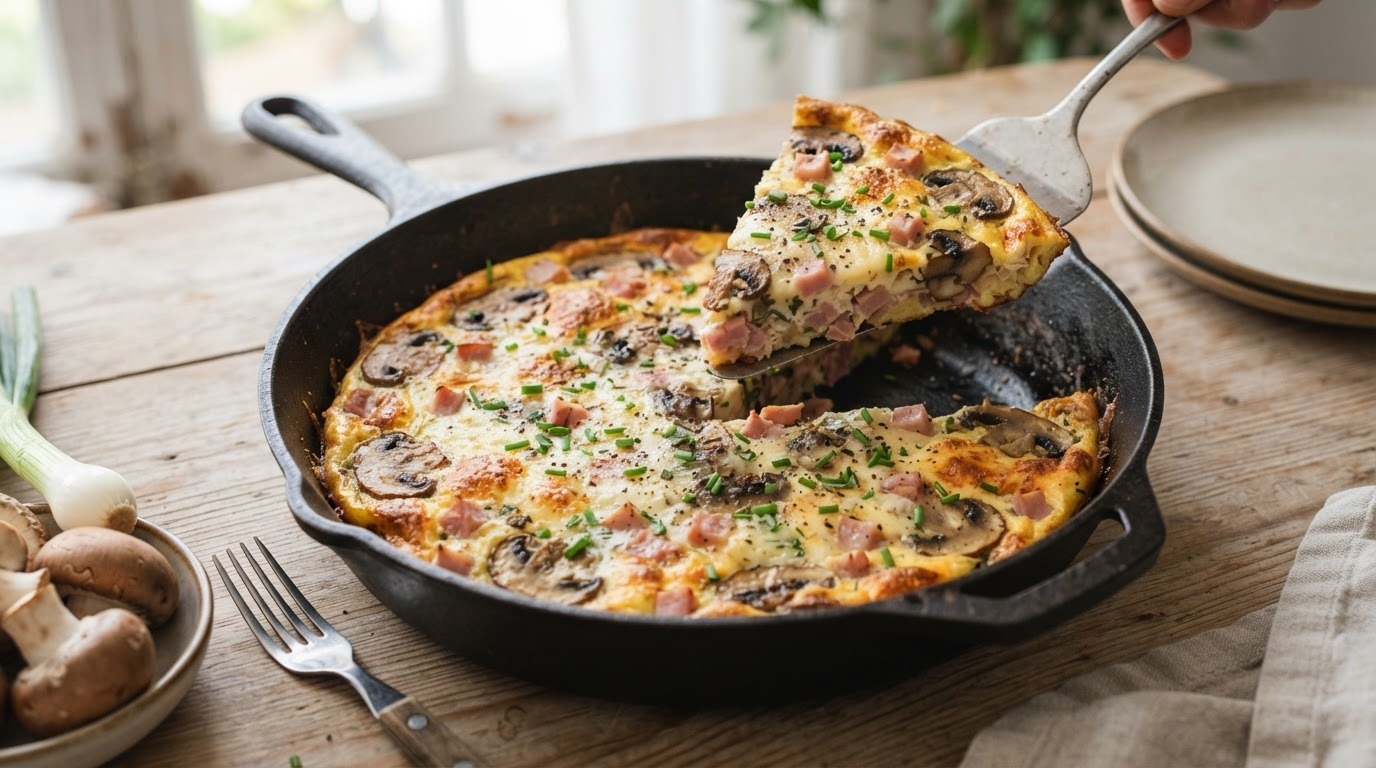 Frittata met Champignons en ham