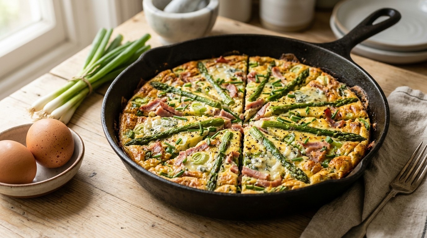 Frittata met ham en Groene Sperges