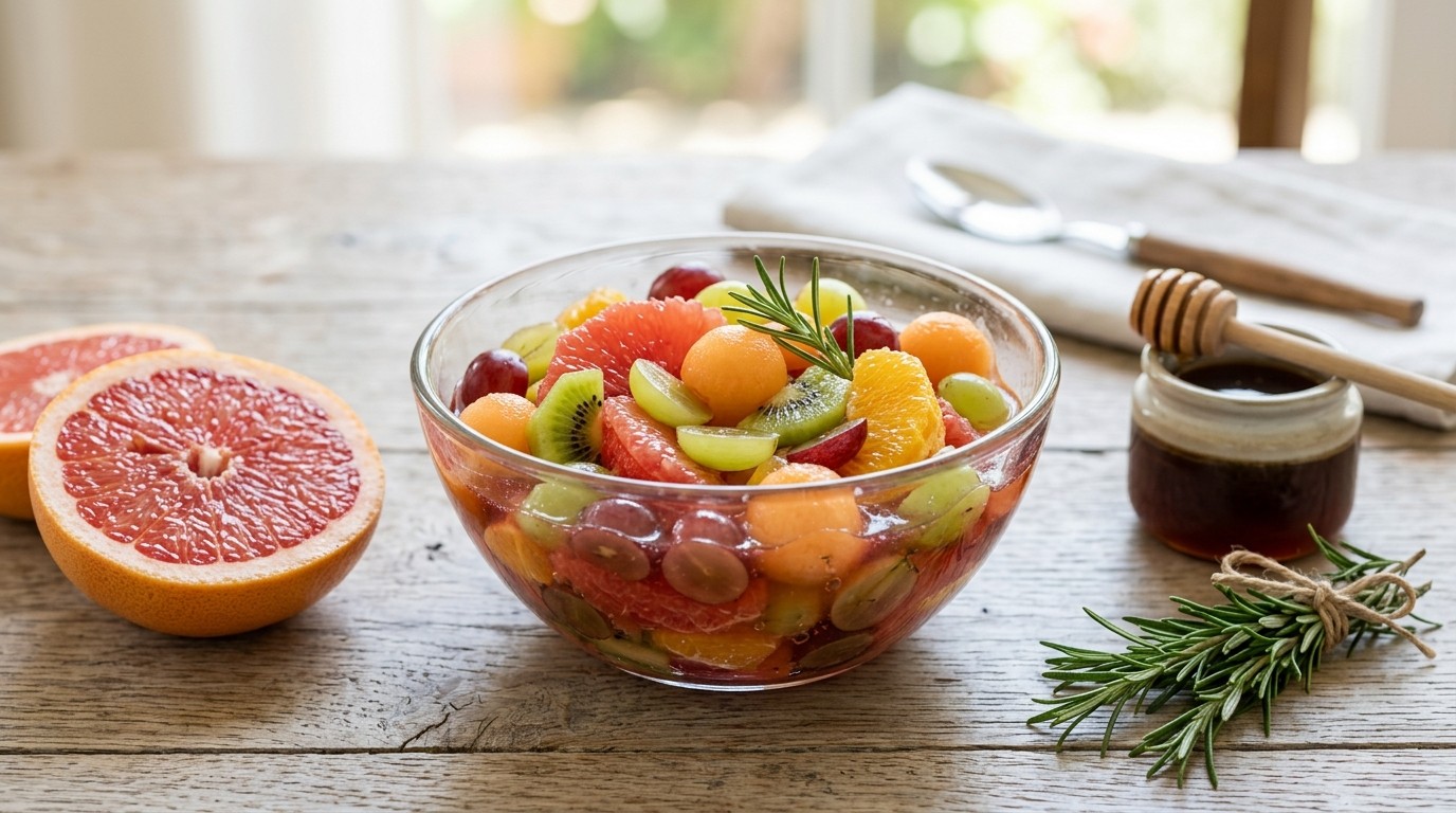 Fruit in Rozemarijnsiroop recept Fruit in Rozemarijnsiroop recept