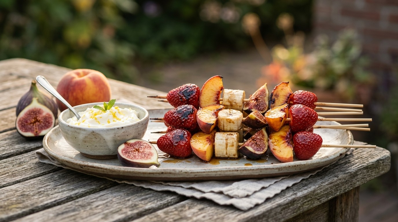 Fruitkebabs met Citroenmascarpone