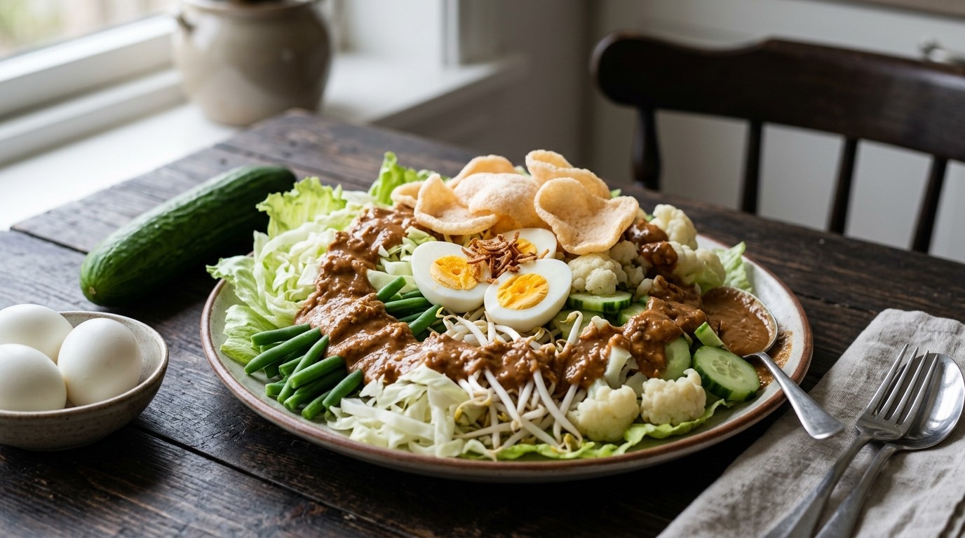 Gado Gado bij Gehaalde Nasi of Bami