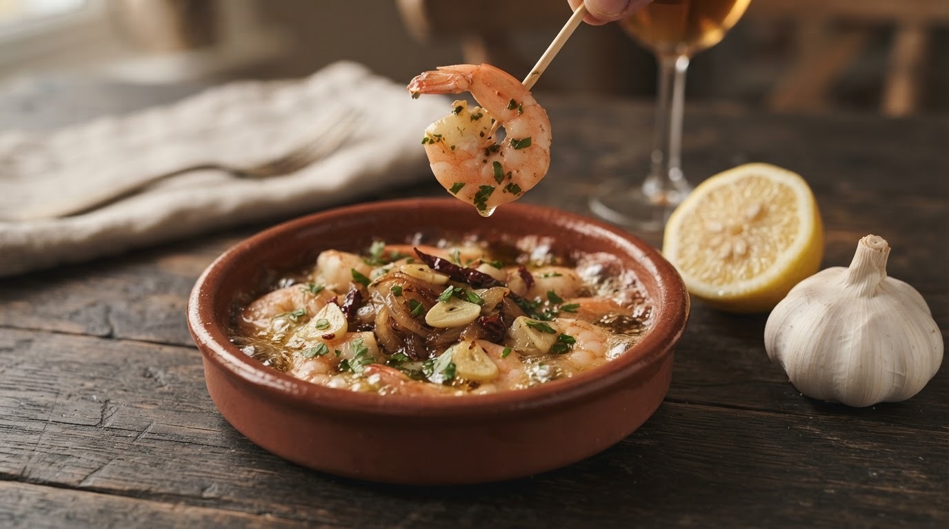Gamba's met Gebakken ui en Knoflook