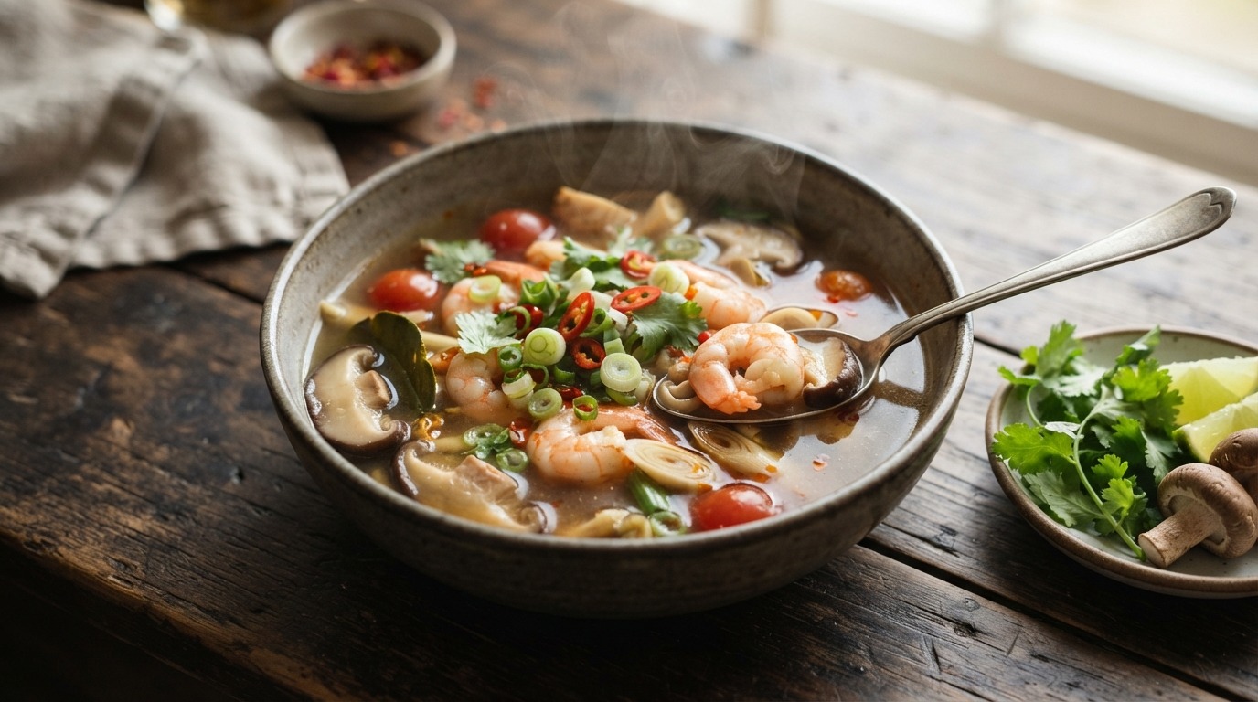 Garnalen en Paddestoelensoep recept Garnalen en Paddestoelensoep recept